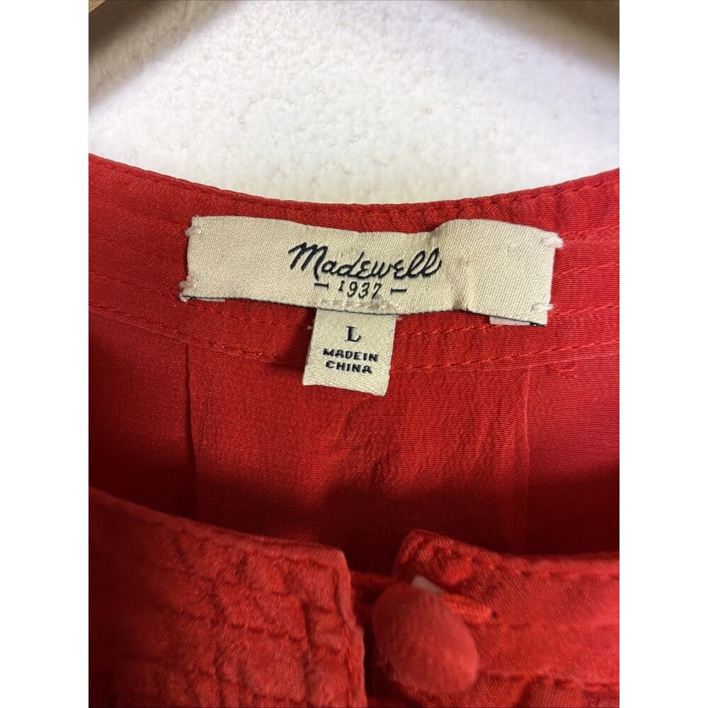 Madewell 100% silk Womens Large Pleated Front Blouse Shirt Top luxury career - Picture 5 of 9
